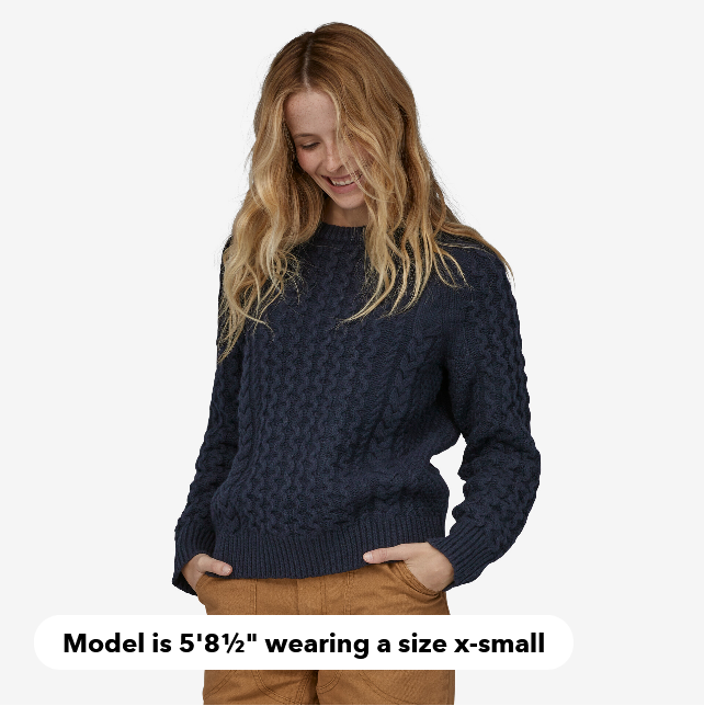 Recycled Wool-Blend Cable Knit Crewneck Sweater